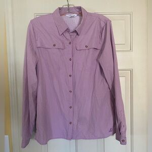 Orvis Gingham Check Searsucker Plaid Button Up Long Sleeve Shirt Size Med Vented